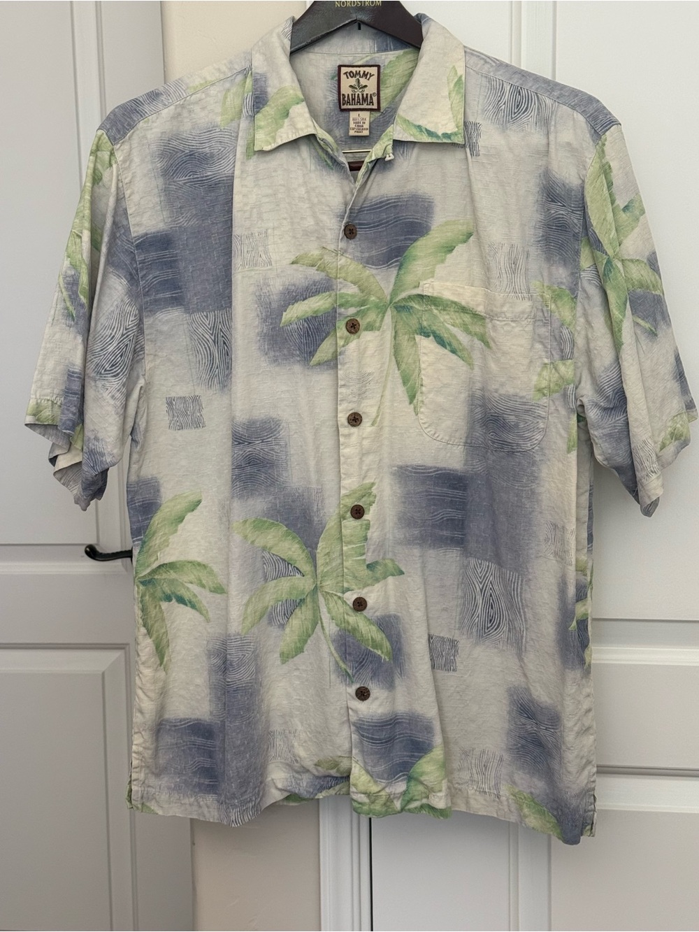 Vintage 90s Tommy Bahama 100% Silk Palm Tree Aloha Shirt Mens Size Large L